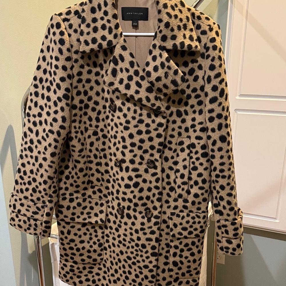 Ann Taylor Tan and Black Spotted Coat